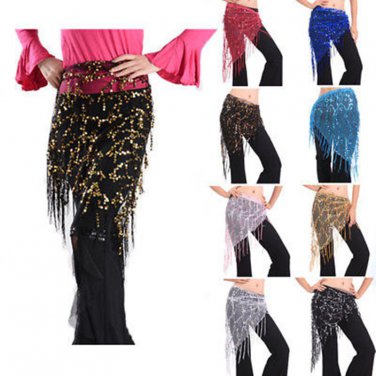 Belly Dance Gold/Silver Tassle Belt 1.45m Hip Scarf Wrap Dancing Costume Fashion Sexy Women Scarves