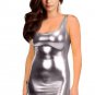 SexeMara knitting E9 WomenTank Dress Super Sexy Synthetic Leather Clubwear Gold/Silver/Black Mini Su