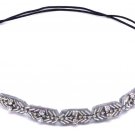 Women Girls Bohemian Silver Tube Metal Beads With Crystal Rhinestone Braided Knitted Handmade Elasti