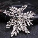 Shine Silver Rhinestone Leaf Hair Clip Bridal Headwear Barrettes Wedding Accessories Women Headpiece