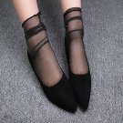 Shiny Solid color in the tube net socks bright shiny silver short socks black Chausettes Femme