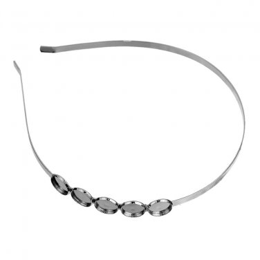 Iron Based Alloy Headband Round Silver Tone Color Antique Bronze Cabochon Settings (Fits 12mm Dia.) 