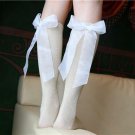 1Pair Fashion Cute Sexy Women Girls Lace Bowknot Silver Onion Glitter Thin Stockings Hosiery Long Su