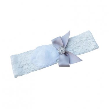 1pcs Bridal Vintage Bridal Silver Bow Crystal Rhinestone White Wedding Garter Toss Garter Stretch La