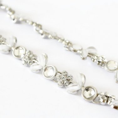 HOT Lady\'s Silver Plated Crystal Flower Elastic Hair Band Headband