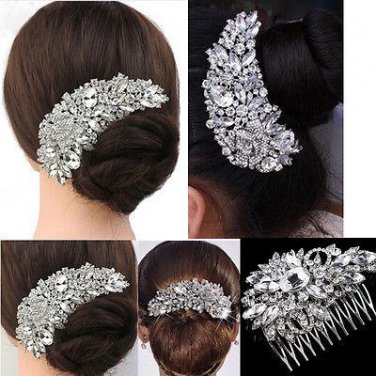 Crystal Rhinestone Flower Wedding Party Bridal Hair Comb Hairpin Clip Jewelry Silver New Formal Head