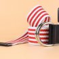 Newest Casual Design Belts girls striped canvas belt student silver double buckle jean belt gifts wo