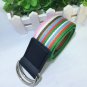 Newest Casual Design Belts girls striped canvas belt student silver double buckle jean belt gifts wo