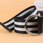 Newest Casual Design Belts girls striped canvas belt student silver double buckle jean belt gifts wo