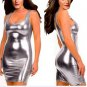 XX82 2017 New Gold Leather Sexy Dress Women Sleeveless Plus Size Nightclub Sexy Ladies Latex Silver