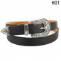 2018 New Women Belt Ancient Silver Vintage Flower Carving Buckle Leather Belt Women Fashion  Length 
