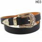 2018 New Women Belt Ancient Silver Vintage Flower Carving Buckle Leather Belt Women Fashion  Length 