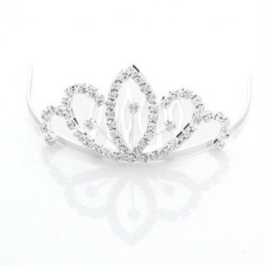 IMC Silver Plated Rhinestone Crystal Lotus Bridal Tiara Hair Comb Pin Wedding Party