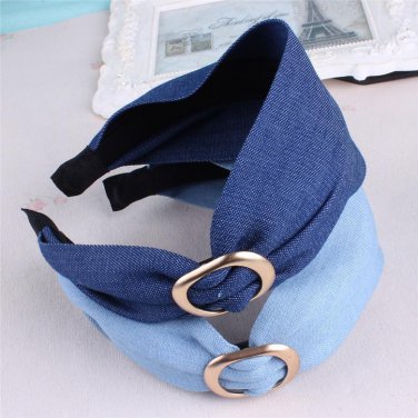 Bohemian vintage golden/silver ring big bow headband hairband Women denim colth cross headband hair 