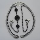 Metal Adjustable Silver Black Bra Shoulder Strap Rhinestone Double Beads Clip Crystal Underwear Shou