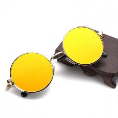 Vintage Steampunk Round Alloy Frame Sunglasses Men Brand Designer Women Round Sun Glasses Mirror Out