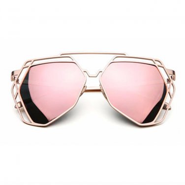Brand Designer Big Mirror Sunglasses Women Hexagon Lovers Hippie UV400 Hollow Out Sun Glasses Female