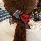 Korean fashion gold star silver hair headdress lips black bowknot hair rope rubber ring