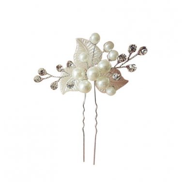 AASS Silver Acrylic Pearl bridal pins pin Flower pins accessories hair Leaves Headdress Wedding brid