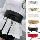 Fashion Women Metallic Color Boho Synthetic Leather Wide Self Tie Wrap Around Bowknot Waist Wide Dre