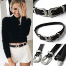 Fashion Women Lady Vintage Boho Metal Leather Double Buckle Waist Belt Waistband