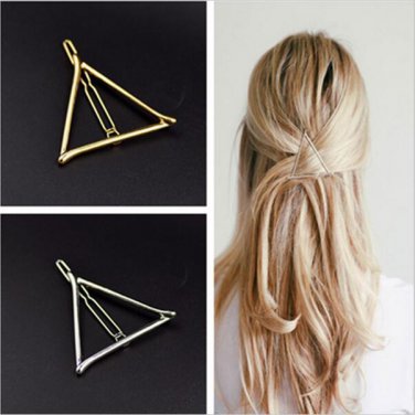 HQ 1pcs 2017 New Arrival Vintage Gold/ Silver Color Metal Triangle Hairpin Women Fashion Hair Access