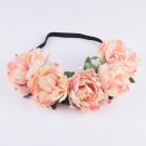 CXADDITIONS Fabric Peony Wildflower Headband Headwrap Elegant Flower Crown Romantic Bridesmaid Flora