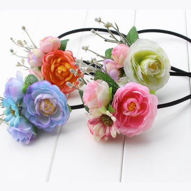 Headpiece Floral Crown Boho hair flower accessory Bridal fabric flower headband birthday shower gift