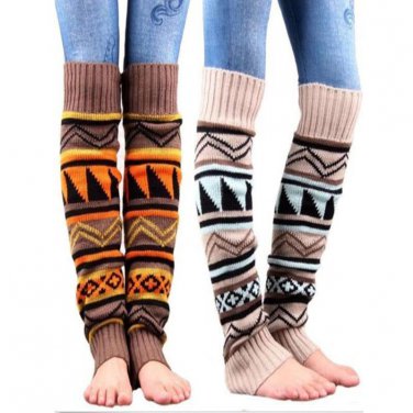 2018 Fashion Women Boho Long Boot Socks Knitted Crochet High Knee Leg Warmers Socks Autumn Gaiters G