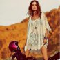 Women Summer Beach Dress Lace Crochet Floral Embroidery Beachwear Spaghetti Strap Off Shoulder Hippi