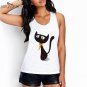 CDJLFH 2017 Newest Women White Tank Tops Cute Cats Theme Print Sleeveless Round Neck Tank Women Tops