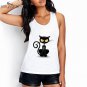 CDJLFH 2017 Newest Women White Tank Tops Cute Cats Theme Print Sleeveless Round Neck Tank Women Tops