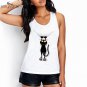 CDJLFH 2017 Newest Women White Tank Tops Cute Cats Theme Print Sleeveless Round Neck Tank Women Tops