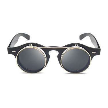 Vintage Steampunk Goggles Clip on Sunglasses Retro Flip Up Eyeglasses Gothic Eyewear UV400 Punk Glas