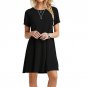 2017 New Bohemia Style Women Sexy Solid Party Dress Loose Short Sleeve O-Neck Ladies Knee Length Dre