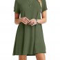 2017 New Bohemia Style Women Sexy Solid Party Dress Loose Short Sleeve O-Neck Ladies Knee Length Dre