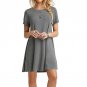 2017 New Bohemia Style Women Sexy Solid Party Dress Loose Short Sleeve O-Neck Ladies Knee Length Dre