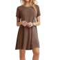 2017 New Bohemia Style Women Sexy Solid Party Dress Loose Short Sleeve O-Neck Ladies Knee Length Dre