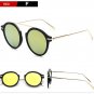 Vintage Gothic Round Sunglasses Men Steampunk Carving Alloy Metal Frame Coating Mirrored Glasses Ret