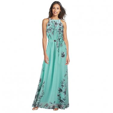 ETOSELL Summer Women Long Dress O Neck Floral Print Chiffon Maxi Dress Elegant Casual Boho Party Dre