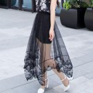 Lace Girl Summer Long Lace Skirt Women Black White 2018 Mesh Voile Casual Skirts High Waist Bohemian