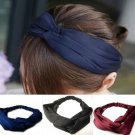 Metting Joura Vintage Bohemian Ethnic Solid Satin Fabric Cross Turban Elastic Headband Hair Accessor