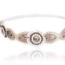 Metting Joura Vintage Bohemian Ethnic Gold Metal Tube Beads Leaf Flower Handmade Elastic Headband Ha
