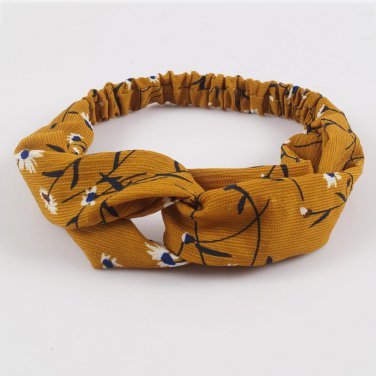 Elastic Twisted Cross Polyester Women Headband Fashion Bohemian Print Floral Hair Accessories 4 Colo