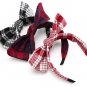 Metting Joura Bohemian Vintage Woolen Plaid Print Knotted Bow Headband Hairband Hair Accessories