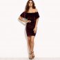 Womens Dresses New Arrival Sexy Club Dresses Burgundy Ruffle Off The Shoulder Short Sleeve Velvet Bo