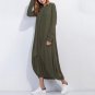 Winter Women Long Sleeve Casual Plain Long Maxi Dress Vintage Kaftan Plus Size Full-Length Cotton Pa