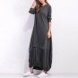 Winter Women Long Sleeve Casual Plain Long Maxi Dress Vintage Kaftan Plus Size Full-Length Cotton Pa
