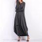 Winter Women Long Sleeve Casual Plain Long Maxi Dress Vintage Kaftan Plus Size Full-Length Cotton Pa