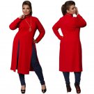 Winter Women Dress Plus Size Women Clothing Long Sleeve High Slit T shirt Dress Maxi Tops 6XL Simple